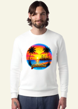 Load image into Gallery viewer, Fleece Crewneck Sweatshirt - Galveston Orange Sunset Airbrush-Style