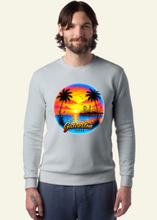 Load image into Gallery viewer, Fleece Crewneck Sweatshirt - Galveston Orange Sunset Airbrush-Style