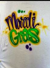 Load image into Gallery viewer, Mardi Gras Custom Personalized Airbrush Hoodie – Personalized Hand-Painted Sweatshirt | White, Gray | Carnival Outfit | Galveston Airbrush