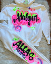 Load image into Gallery viewer, Custom Airbrush Kids Set | Personalized Name Hoodie & Sweatpants | Retro 90s Style