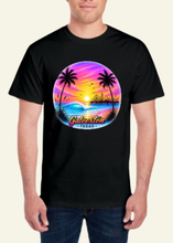 Load image into Gallery viewer, Galveston Purple and Pink Sunset Airbrush-Style T Shirt