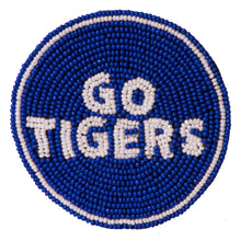 Load image into Gallery viewer, Memphis Go Tigers Beaded Button in Royal and White - Game Day Pin