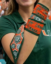 Load image into Gallery viewer, "Go Canes" - Miami Hurricanes Spirit Satin Skinny Scarf - Reversible Game Day Accessory