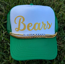 Load image into Gallery viewer, Baylor Bears Gameday Trucker Hat with Chain Charm | Texas Green and Yellow Bears Spirit Snapback Cap