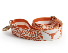 Load image into Gallery viewer, Burnt Orange Longhorns Floral Bag Strap: Texas Spirit Game Day Purse Belt, Crossbody Shoulder Strap