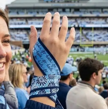 Load image into Gallery viewer, North Carolina "Go Heels" Satin Scarf - Reversible Light Blue and White Game Day Accessory