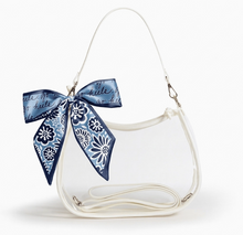 Load image into Gallery viewer, North Carolina "Go Heels" Satin Scarf - Reversible Light Blue and White Game Day Accessory