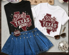 Load image into Gallery viewer, "She's from Texas" Football Game Day T-Shirt: A&M Maroon Spirit Wear / Tailgate Tee