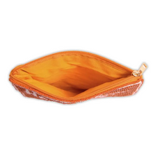 Load image into Gallery viewer, Hook 'Em Horns Orange and White Beaded Pouch / Texas Spirit Game Day Coin Purse / College Gift