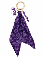 Load image into Gallery viewer, TCU Horned Frogs Bandana and Charms Bag Keychain | Texas Game Day Purse Accessory | College Football Spirit Tailgate Gift
