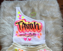 Load image into Gallery viewer, Custom Airbrush One Shoulder Crop Tank Top