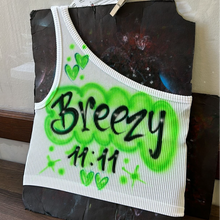 Load image into Gallery viewer, Custom Airbrush One Shoulder Crop Tank Top