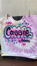 Load image into Gallery viewer, Blue Tie Dye Custom Personalized Airbrush Name T-shirt