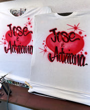 Load image into Gallery viewer, Custom Personalized Valentine’s Day Airbrush Names T-shirt