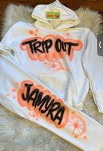 Load image into Gallery viewer, Custom Airbrush Game Day 2 Piece Sweatsuit (Hoodie + Sweatpants) - (Orange)
