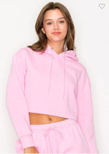 Load image into Gallery viewer, Personalized airbrush Crop Hoodie for Women | crop top hoodie | white pink cropped hoodie