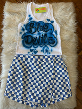 Load image into Gallery viewer, Game Day Checkered Overlay Wrap Front Mini Skort in COBALT BLUE
