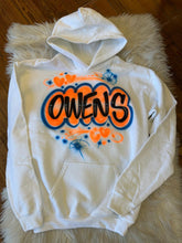 Load image into Gallery viewer, Custom Airbrush Game Day Hoodie | Customizable White Hoodie | Personalized Game Day Hoodie