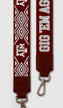 Load image into Gallery viewer, Texas A&M "Gig'em Aggies" 2" Wide Printed Purse Strap / Game Day Football Team Crossbody Stadium Bag Strap