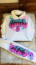 Load image into Gallery viewer, Custom Airbrush Game Day 2 Piece Sweatsuit (Hoodie + Sweatpants) - (Green - Blue)