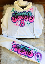 Load image into Gallery viewer, Custom Airbrush Kids Set | Personalized Name Hoodie & Sweatpants | Retro 90s Style