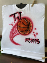 Load image into Gallery viewer, ⚽🏀🏈⚾Custom Ball Airbrush Name Sports Shirt ⚽🏀🏈⚾ - Coach team Gift Basketball Soccer Baseball Volleyball Football