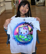 Load image into Gallery viewer, Hello Kitty Mermaid Custom Personalized Airbrush Name Brach Vacation T-shirt
