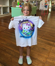 Load image into Gallery viewer, Hello Kitty Mermaid Custom Personalized Airbrush Name Brach Vacation T-shirt
