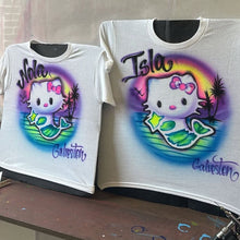 Load image into Gallery viewer, Hello Kitty Mermaid Custom Personalized Airbrush Name Brach Vacation T-shirt