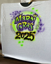 Load image into Gallery viewer, Mardi Gras Custom Personalized Airbrush Name T-Shirt