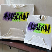 Load image into Gallery viewer, Mardi Gras Custom Personalized Airbrush Hoodie – Personalized Hand-Painted Sweatshirt | White, Gray | Carnival Outfit | Galveston Airbrush