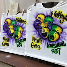 Load image into Gallery viewer, Mardi Gras Custom Personalized Airbrush Name T-Shirt