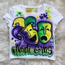 Load image into Gallery viewer, Custom Airbrush Mardi Gras Crop Top – Personalized Carnival Top