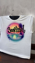 Load image into Gallery viewer, ⭐ Beachy Sunset Airbrushed T-Shirt — Custom Summer Concert Tee ⭐- Personalized Airbrush Tee