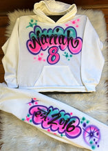 Load image into Gallery viewer, Custom Airbrush Kids Set | Personalized Name Hoodie & Sweatpants | Retro 90s Style