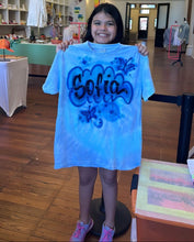 Load image into Gallery viewer, Kids' Blue Tie Dye Custom Personalized Airbrush T-shirt