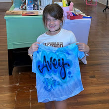 Load image into Gallery viewer, Kids' Blue Tie Dye Custom Personalized Airbrush T-shirt