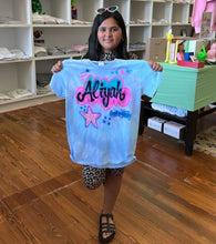 Load image into Gallery viewer, Kids' Blue Tie Dye Custom Personalized Airbrush T-shirt