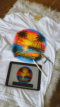 Load image into Gallery viewer, Galveston Orange Sunset Airbrush-Style Tee