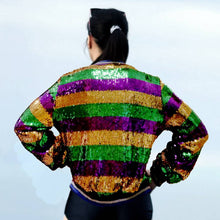 Load image into Gallery viewer, Mardi Gras Sequin Zipper Jacket