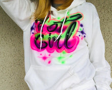 Load image into Gallery viewer, Custom Airbrush Game Day Hoodie | Customizable White Hoodie | Personalized Game Day Hoodie