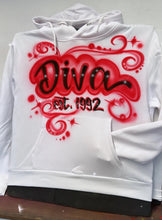 Load image into Gallery viewer, Custom Airbrush Game Day Hoodie | Customizable White Hoodie | Personalized Game Day Hoodie