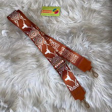 Load image into Gallery viewer, Texas "Hook'em" Longhorns 2" Wide Printed Purse Strap / Game Day Football Team Crossbody Stadium Bag Strap