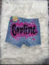 Load image into Gallery viewer, Custom Airbrush Name Jean Shorts | Personalized Shorts