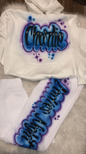 Load image into Gallery viewer, Custom Airbrush Game Day 2 Piece Sweatsuit (Hoodie + Sweatpants) - (Green - Blue)