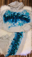 Load image into Gallery viewer, Custom Airbrush Game Day 2 Piece Sweatsuit (Hoodie + Sweatpants) - (Green - Blue)