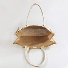 Load image into Gallery viewer, Custom Airbrush Heavy Duty Reusable Large Jute Burlap Tote Bags with Front Canvas Pocket