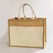 Load image into Gallery viewer, Custom Airbrush Heavy Duty Reusable Large Jute Burlap Tote Bags with Front Canvas Pocket