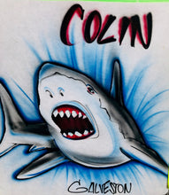 Load image into Gallery viewer, Airbrush Shark t shirt, Shark , Shark airbrush , kids, birthday
