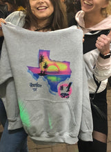 Load image into Gallery viewer, Custom Personalized Airbrush Name  t shirt, sunset airbrush , Texas state outline airbrush